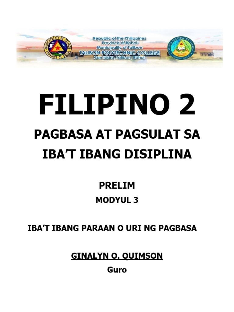 FILIPINO 2 Modyul 3 | PDF