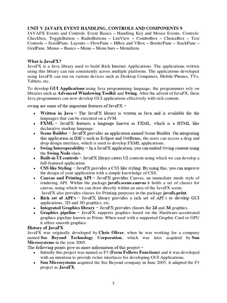 Unit V Javafx Event Ndling | PDF | Java (Programming Language) | 2 D ...