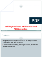 Milliequvalents, Millimoles and Milliosmoles