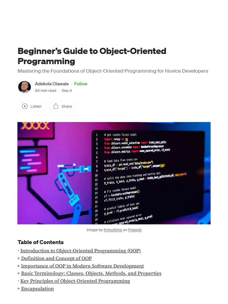 Beginner's Guide To Object-Oriented Programming - by Adekola Olawale ...