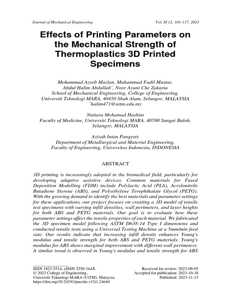 3D Printing: Impact of Parameters on Strength | PDF | Strength Of ...