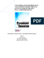 Newly Hired Teachers Lived Experiences in Classroom Management During The Full Face-to-Face Classes in The New Normal: A Phenomenology