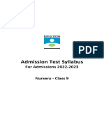 Admission Test Syllabus 2022 2023 Nur Class 9