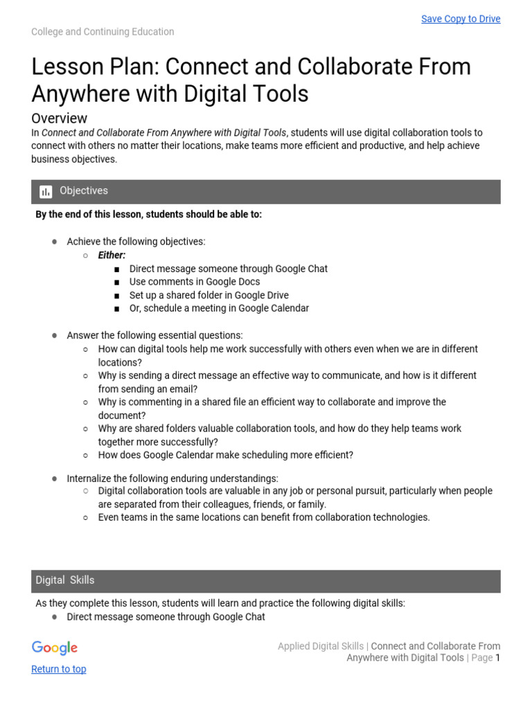 Digital Collaboration Skills Lesson Plan | PDF | Computer File ...