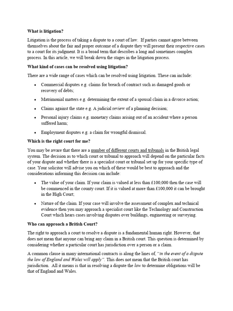 UNDERSTANDING LITIGATION DEFINITION PROCESS TYPES visual data 2