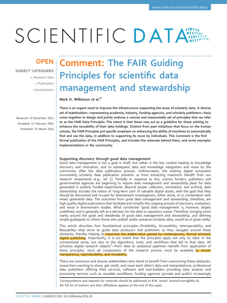 Fair Principles Pdf Metadata Data