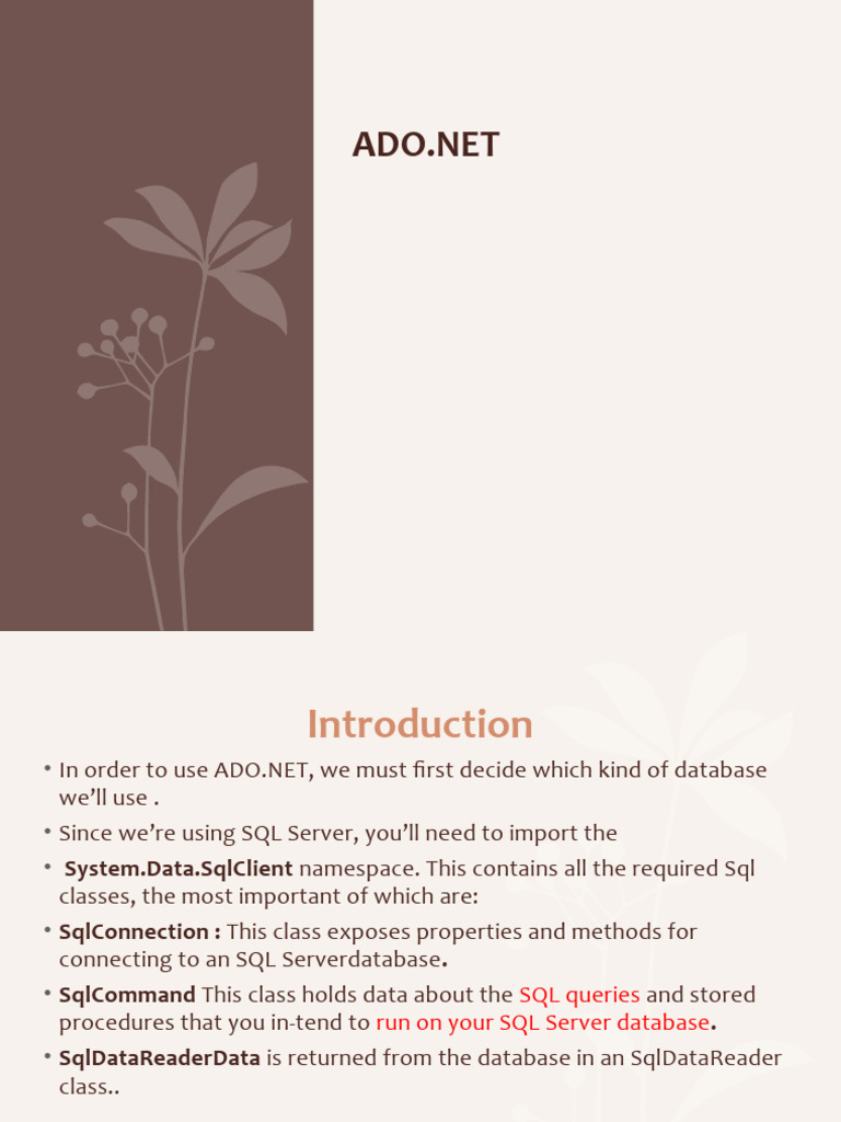 ADO.NET SQL Server Data Access Guide | PDF | Microsoft Sql Server ...