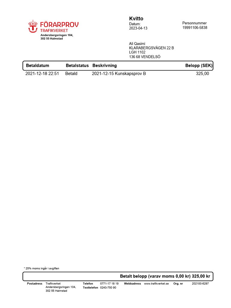 Kvitto | PDF