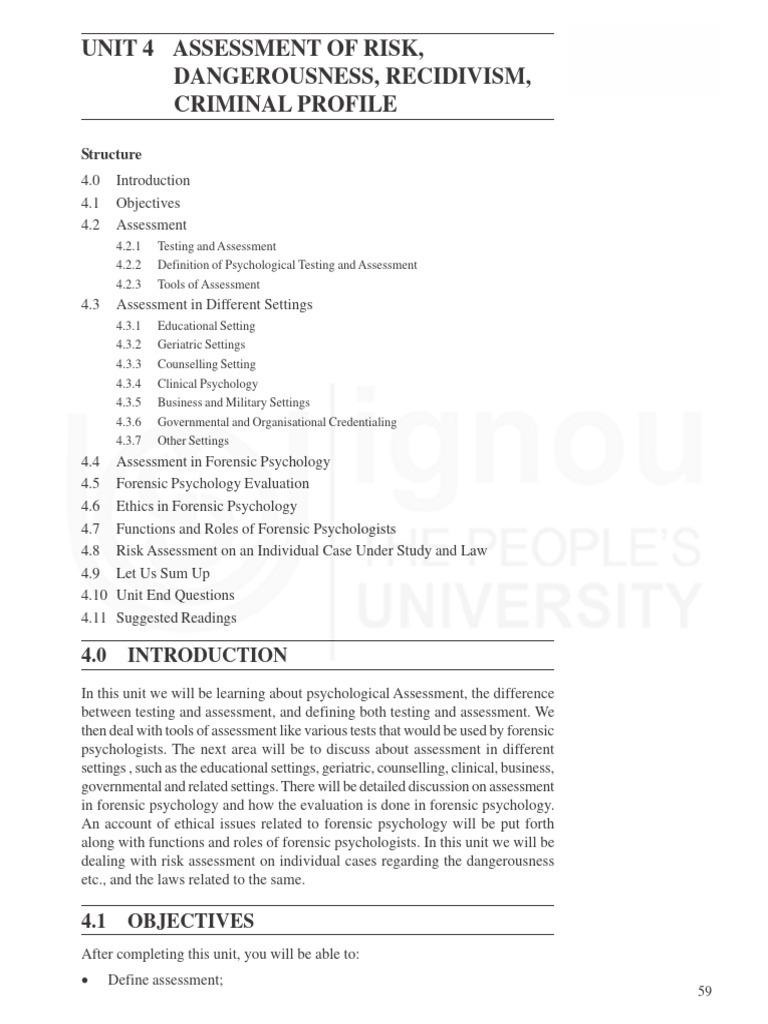 Forensic Psychology Risk Assessment Overview | PDF | Psychology ...