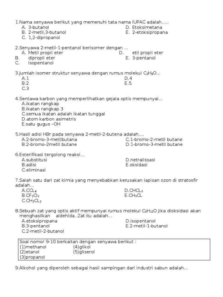Soal Kimia Organik
