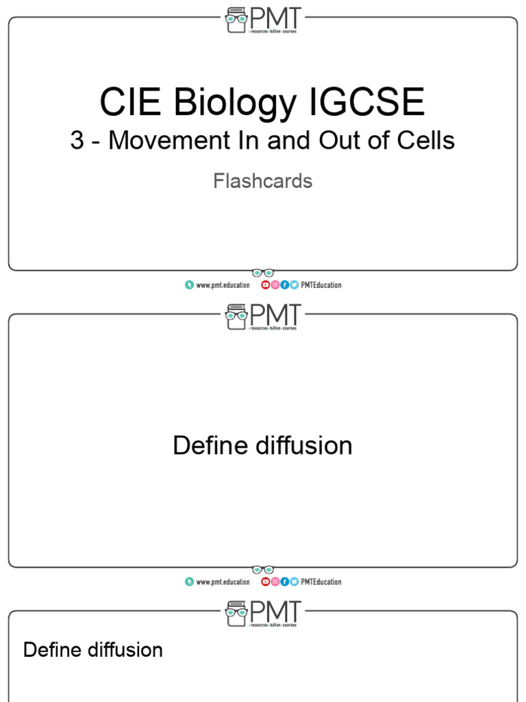 Flashcards topic 3 movement in and out of cells cie biology igcse