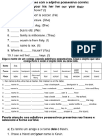 1º Ano - Adjectives Possessives and Prepositions