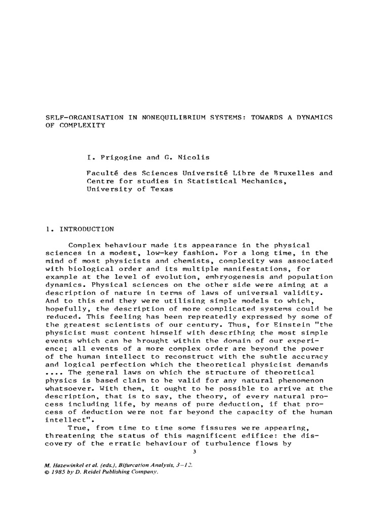 Self-Organization in Nonequilibrium Systems | PDF | Non Equilibrium ...