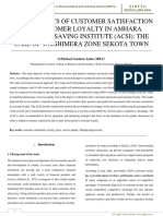 Determinants of Customer Satisfaction and Customer Loyalty in Amhara Credit and Saving Institute (Acsi) : The Case of Waghimera Zone Sekota Town