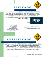 Certificado de Treinamento de NR 18 EAS .
