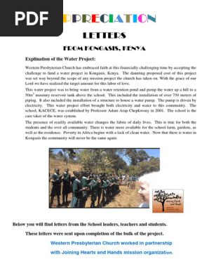Appreciation Letters Kenya