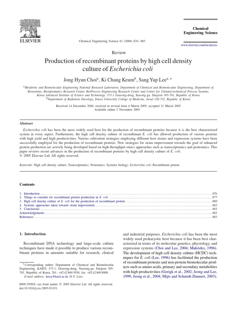 High Cell Density Culture for Proteins | PDF | Secretion | Proteins