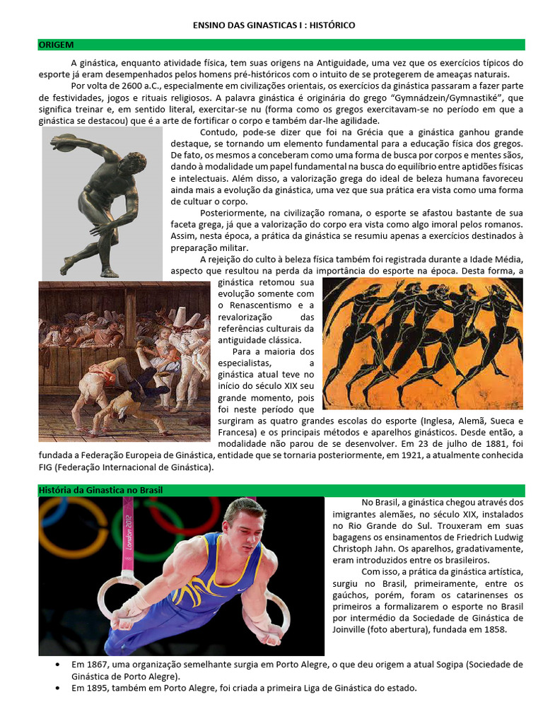 História e Origem da Ginástica | PDF | Ginástica