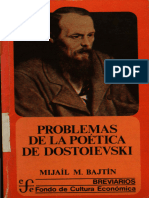 BAJTIN Mijail (1979-1988) Problemas de La Poetica de Dostoievski (Trad Tatiana Bubnova) FCE - Breviarios