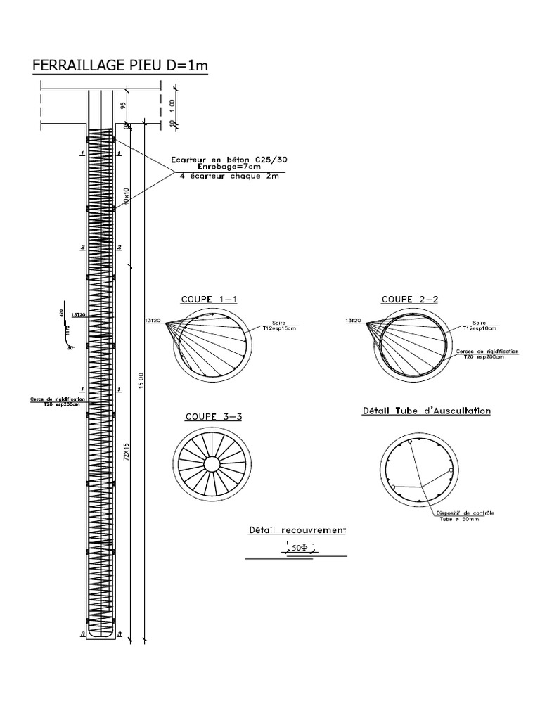 Ferraillage Radier Pieux (1) Objet | PDF