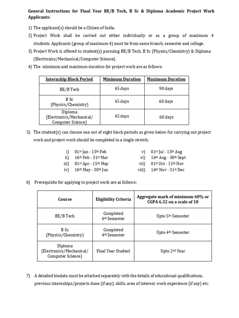Final Year Project Work Guidelines | PDF