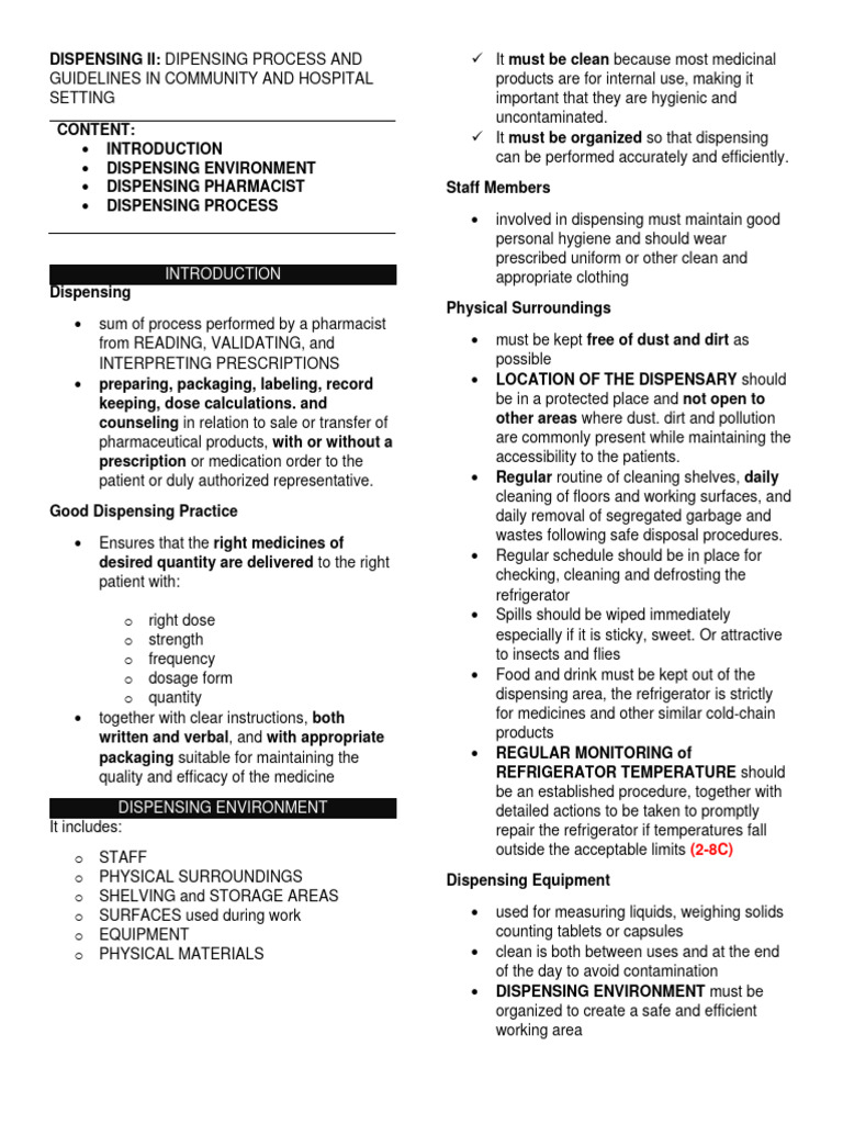 Dipensing Process and Guidelines | PDF | Self-Improvement | Wellness