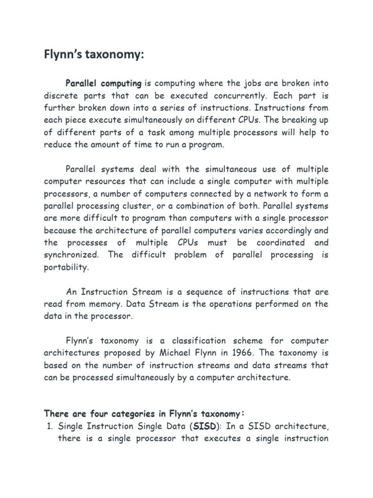 Flynn's Taxonomy of Computer Architecture | PDF | Parallel Computing ...