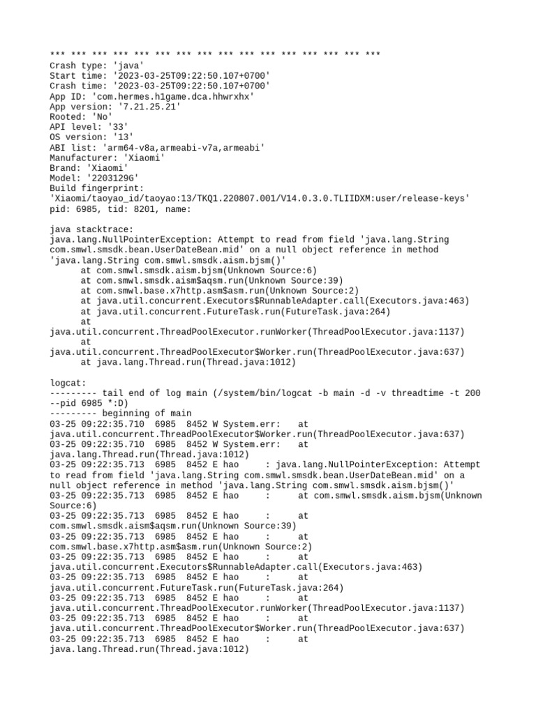Java NullPointerException Debug | PDF | Java (Programming Language ...