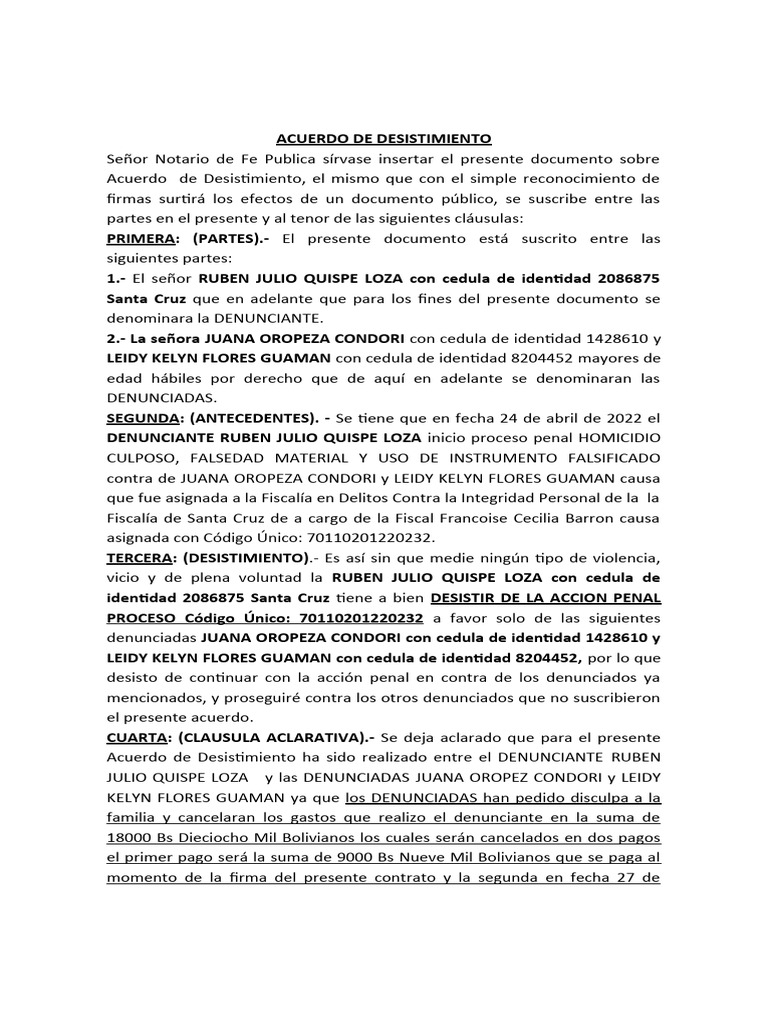 Desistimiento Penal en Santa Cruz | PDF | Justicia | Crimen y violencia