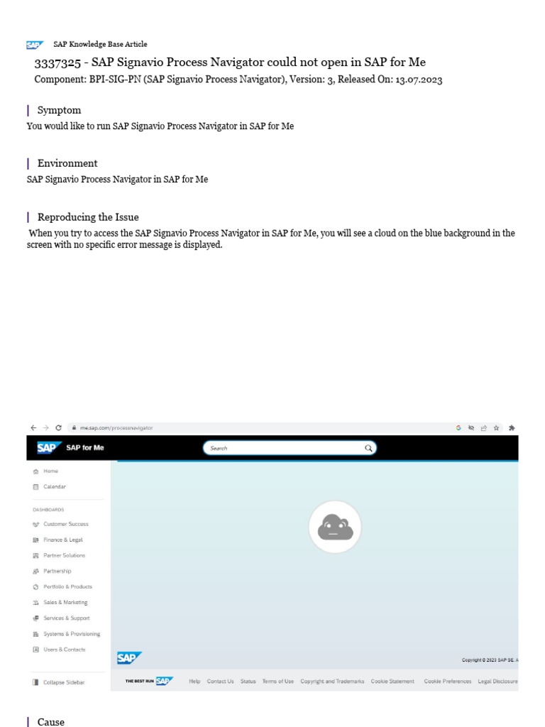 SAP Signavio Process Navigator Could Not Open in SAP For Me | PDF
