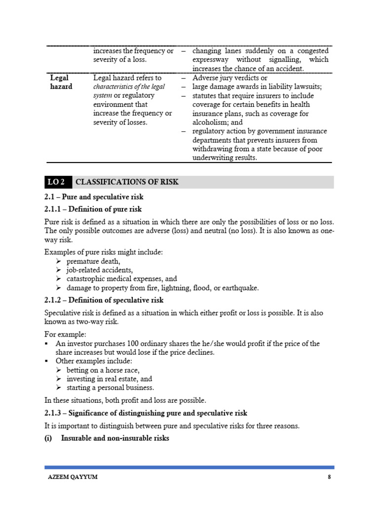 Chapter 1 - Insurance and Risk Maangement Page 8 - 10 | PDF | Risk ...