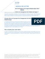 Lettre de Changement de Titulaire de La Ligne Telephonique Neuf Mobile 277