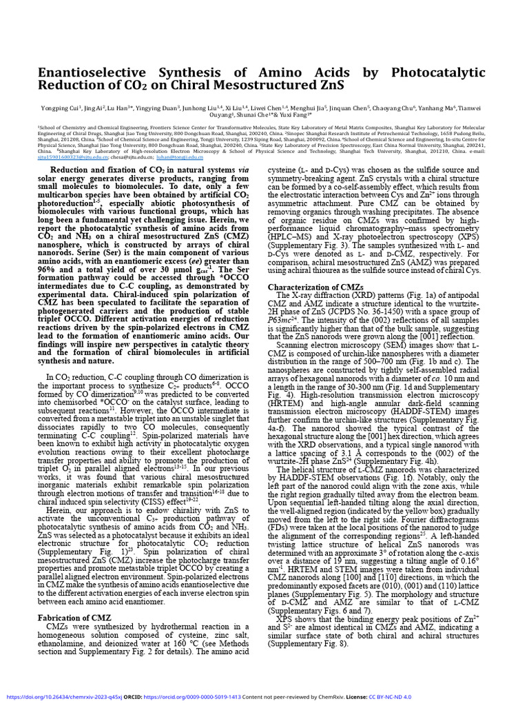 Enantioselective Synthesis of Amino Acids by Photocatalytic Reduction ...
