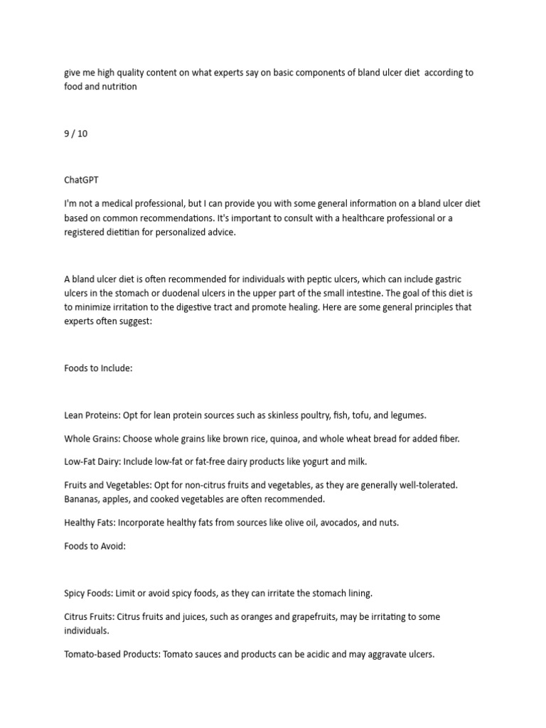 Food Peptic Ulcer Diet PDF Foods Whole Grain