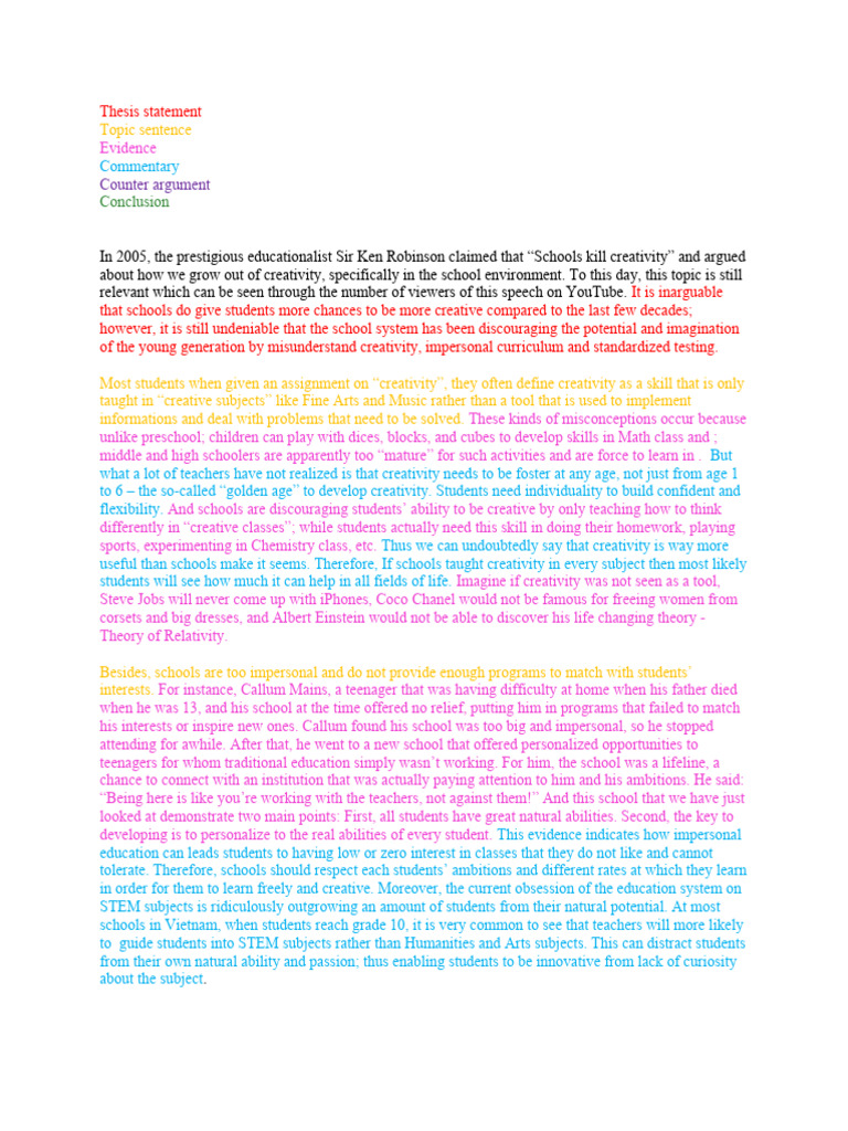 Schools Kill Creativity by Duy PDF Creativity Teachers