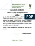 Certificado de Trabajo Hugo Mori Apagüeño