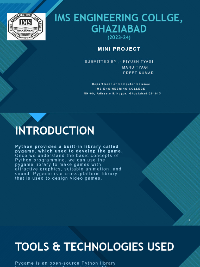 Python Pygame Mini Project 2023 | PDF | Computers