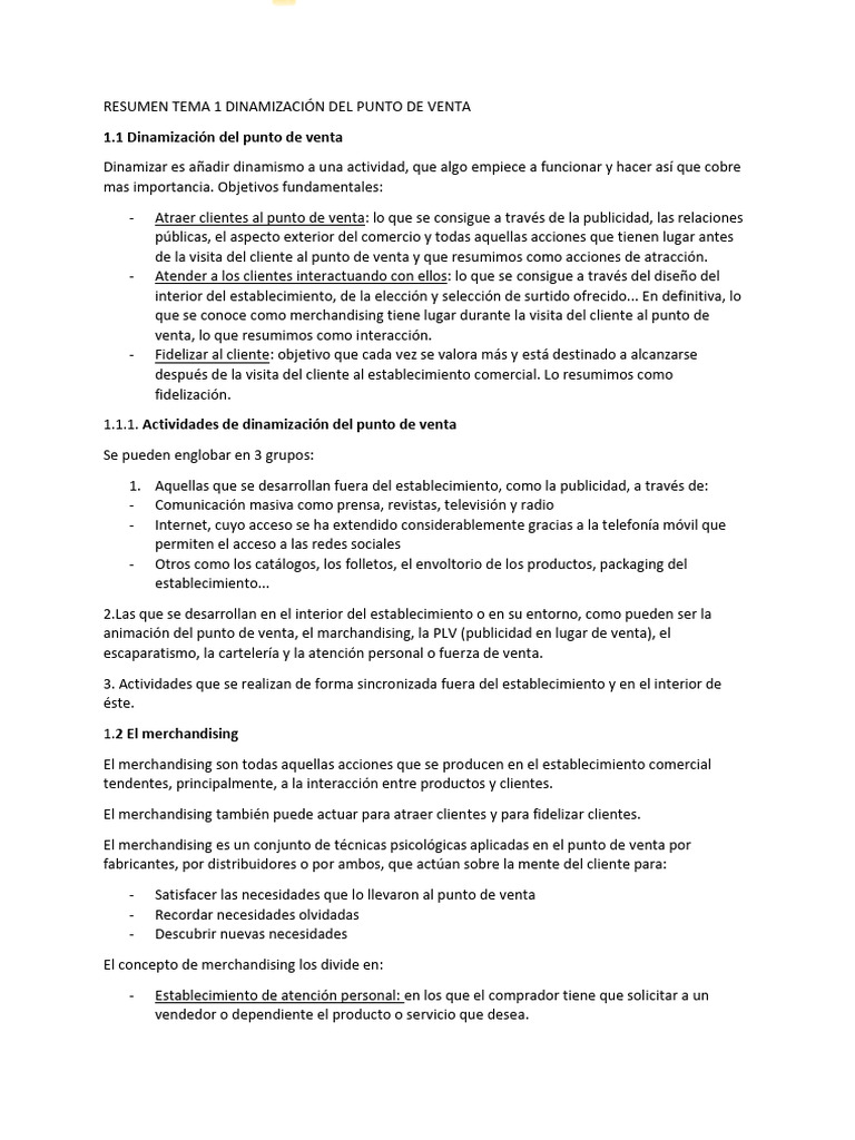Dinamización del Punto de Venta | PDF | Comercialización | Cliente