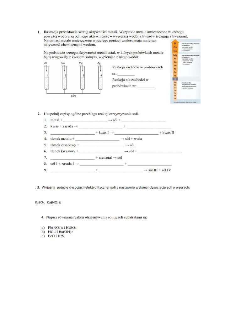 Chemia Klasa 8 Sole Chemia Klasa 8 SP SOLE SPrawdzian | PDF