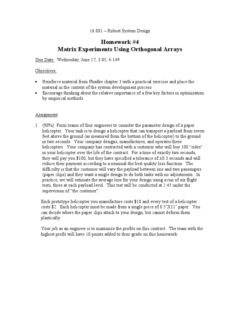 Matrix Equipmets Using Orthogonal Array | PDF