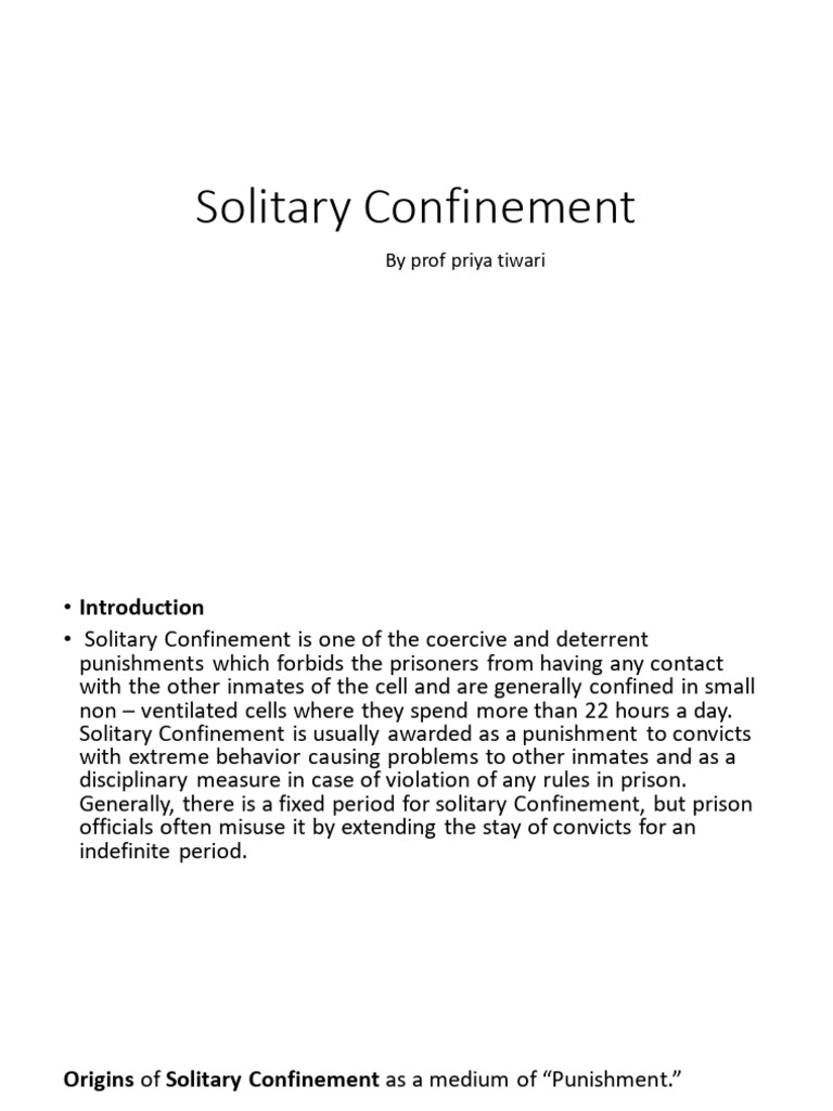 SOLITARY CONFINEMENT Ipc | PDF | Solitary Confinement | Prison