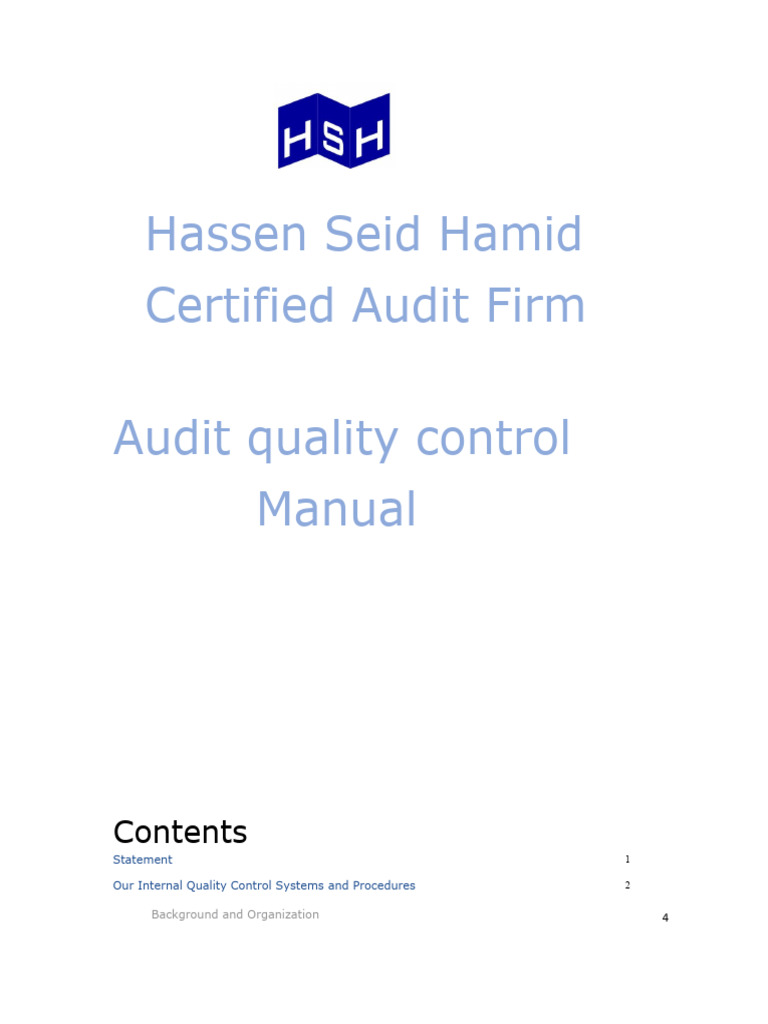 Audit Quality Control Manual Overview | PDF | Audit | Financial Audit