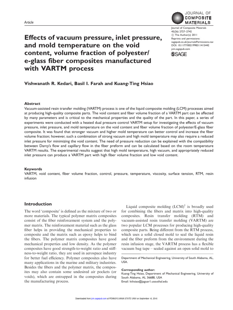 VARTM Process: Impact of Pressure & Temperature on Composites | PDF ...