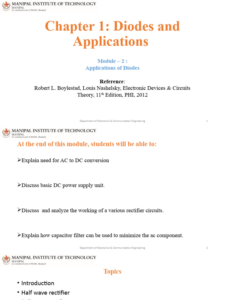 Ch1 Module2 Diode App Pdf Rectifier Capacitor