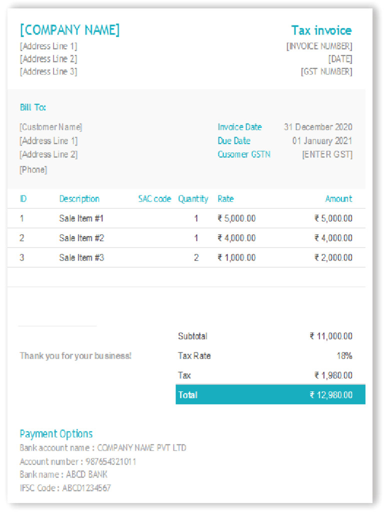 Excel Invoice Format | PDF