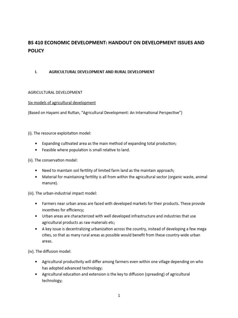 Agricultural and Rural Development Models | PDF | Economic Growth ...