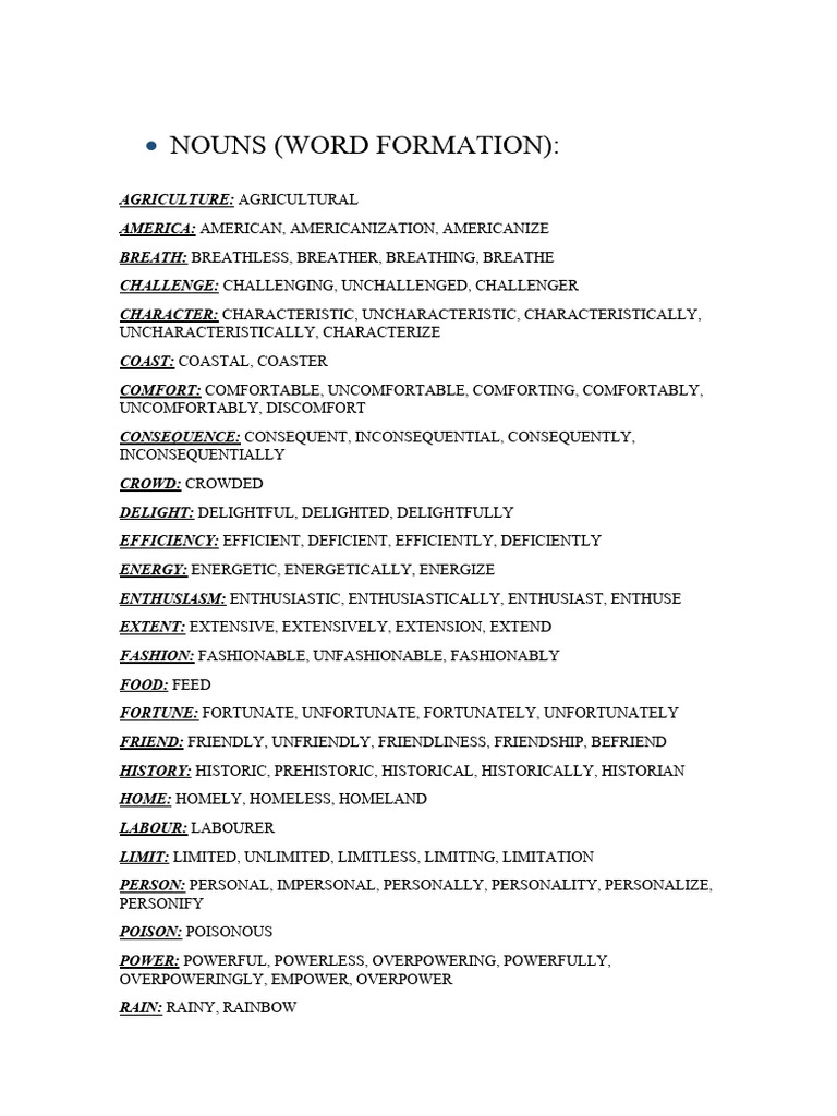 Word Formation and Conversions Guide | PDF | Verb | Adjective