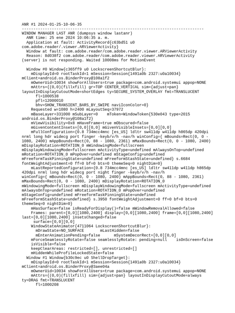 Dumpsys ANR WindowManager | PDF | Embedded Linux Distributions | Mobile ...