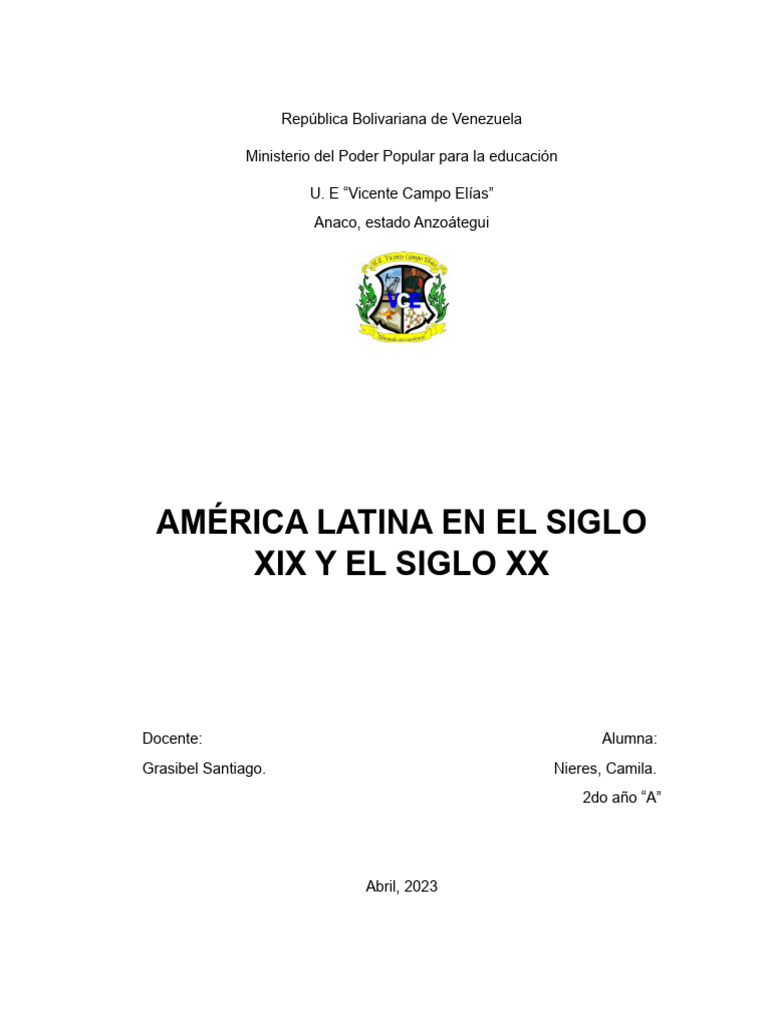 AmÃ©ricz Latina en El Siglo XIX y El Siglo XX | PDF | America latina ...