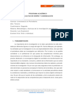 Programa Metodología de La Investigación Periodística